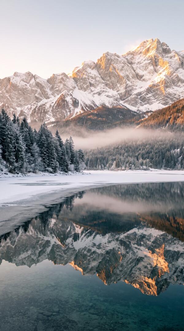 Frozen Mountain Lake Wallpaper