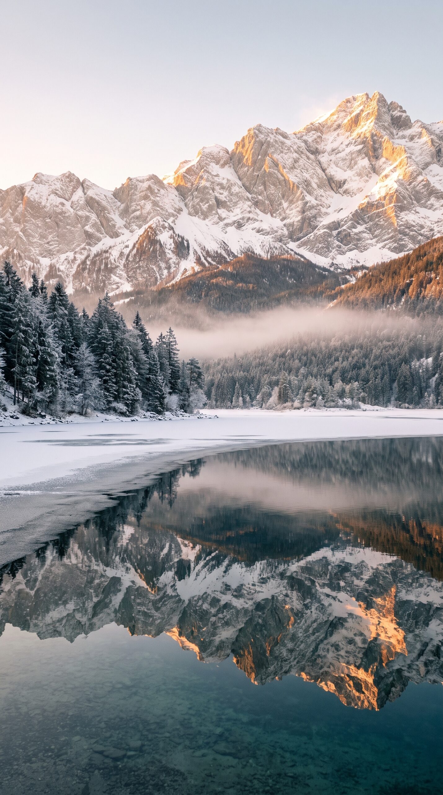 Frozen Mountain Lake Wallpaper