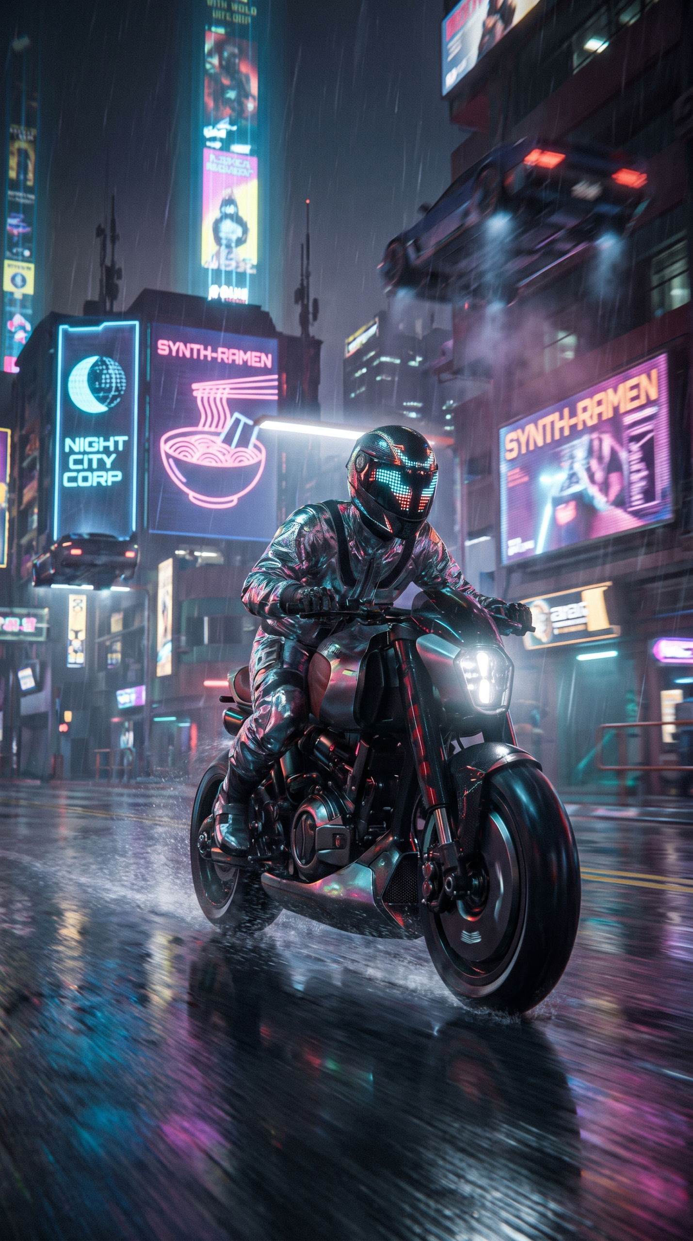 Neon Street Rider Wallpaper