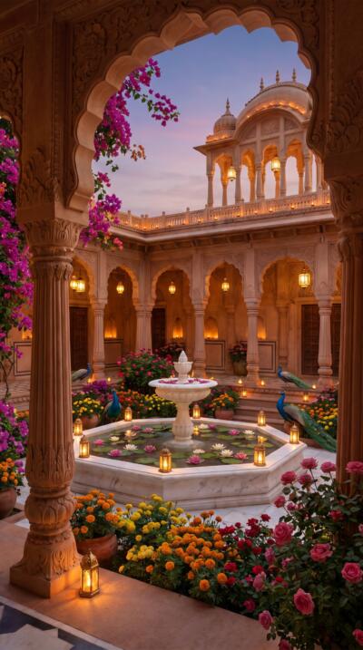 Indian Palace Courtyard Wallpaper