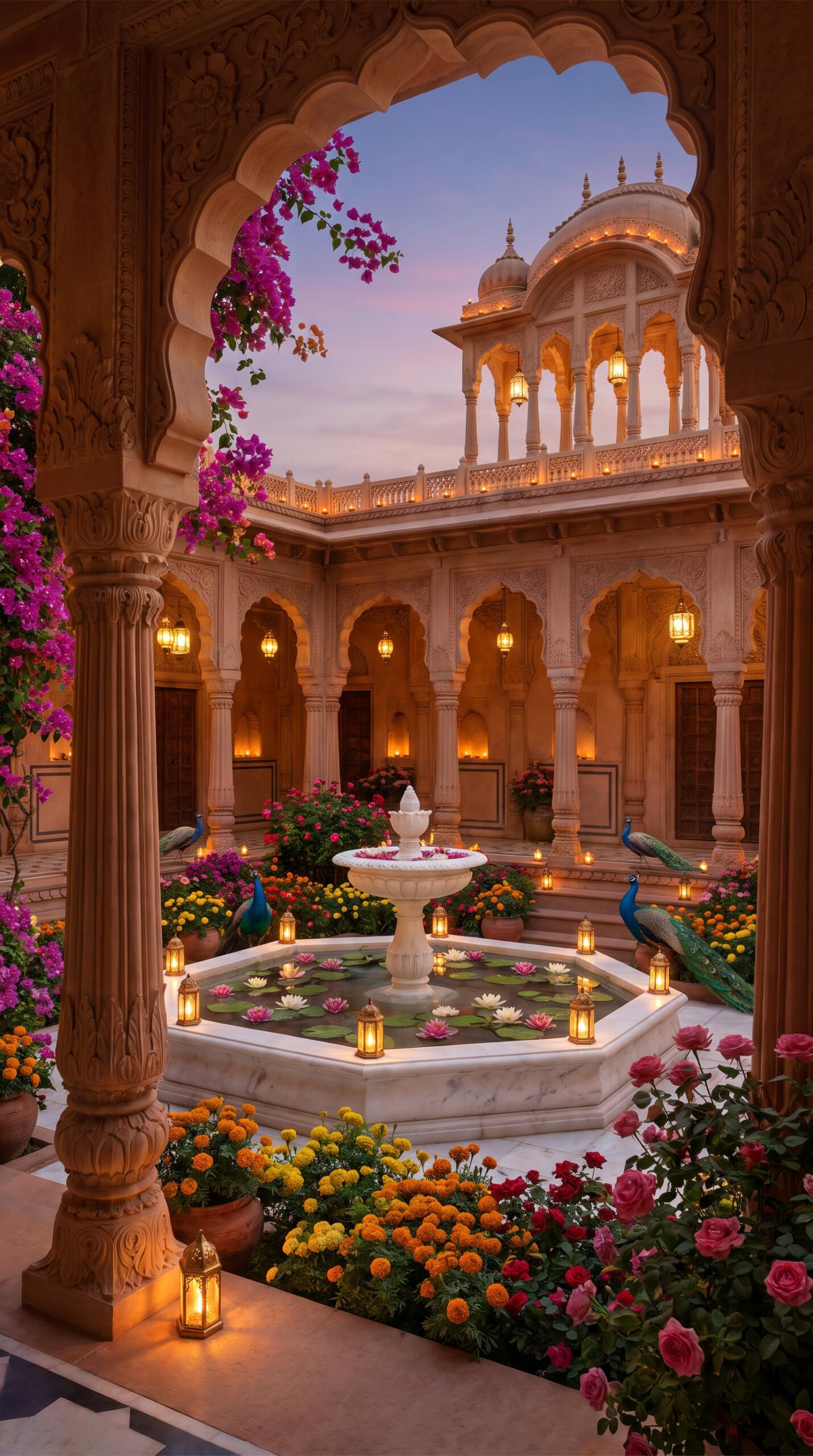 Indian Palace Courtyard Wallpaper