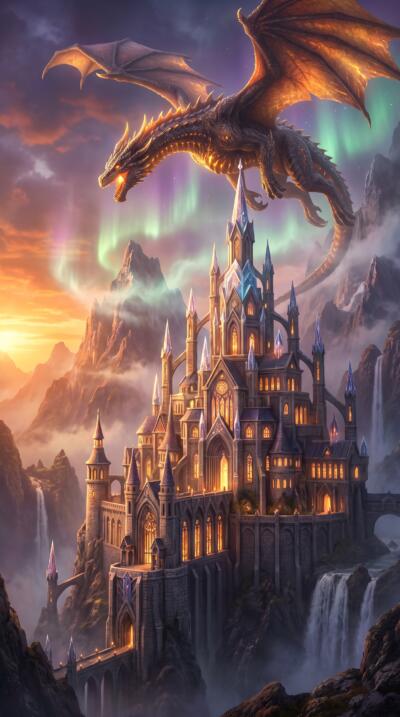 Fantasy Dragon Castle Wallpaper