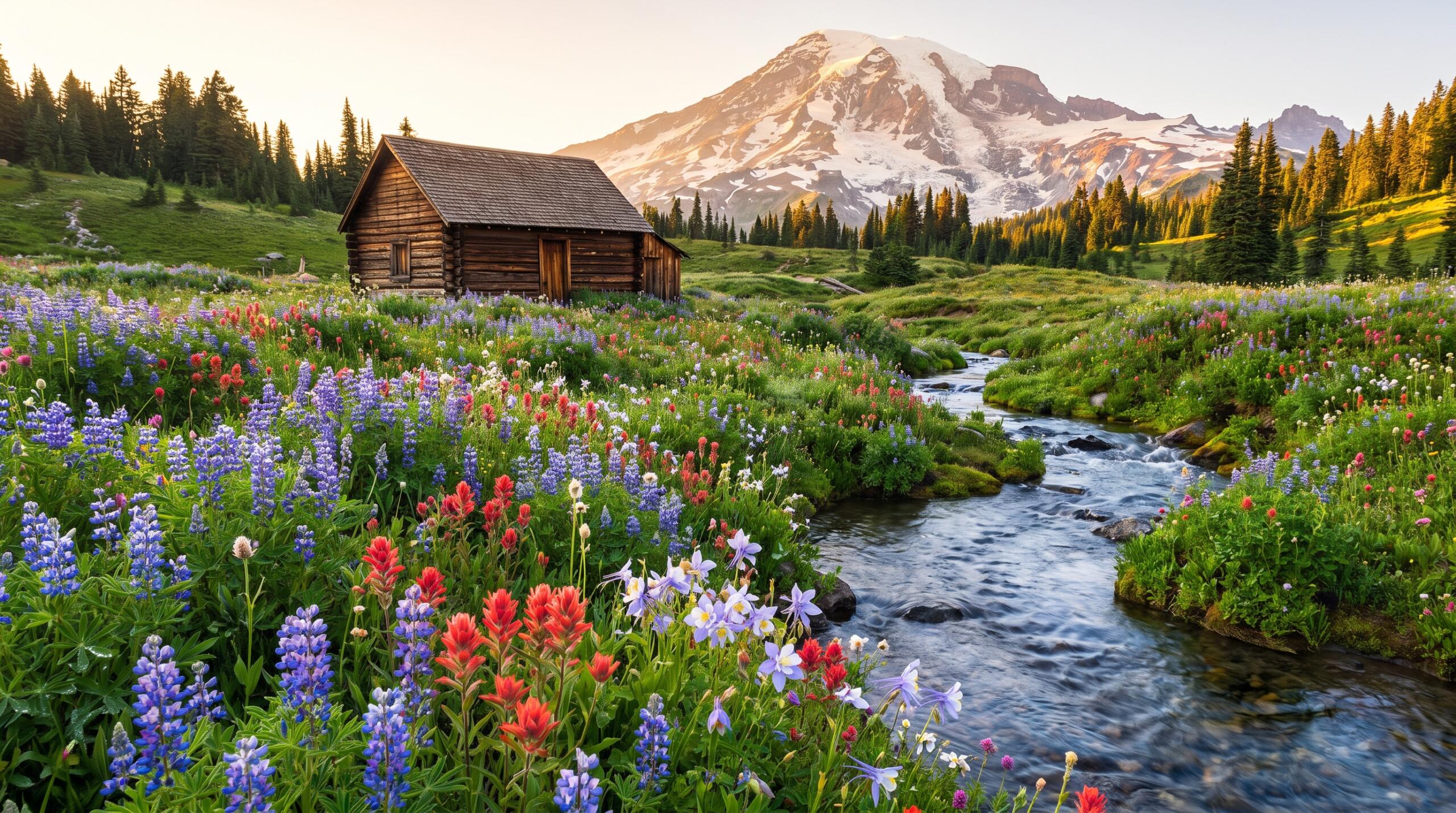Hidden Alpine Meadow Wallpaper