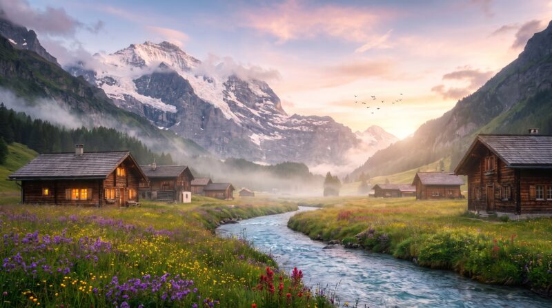 Hidden Mountain Village Wallpaper