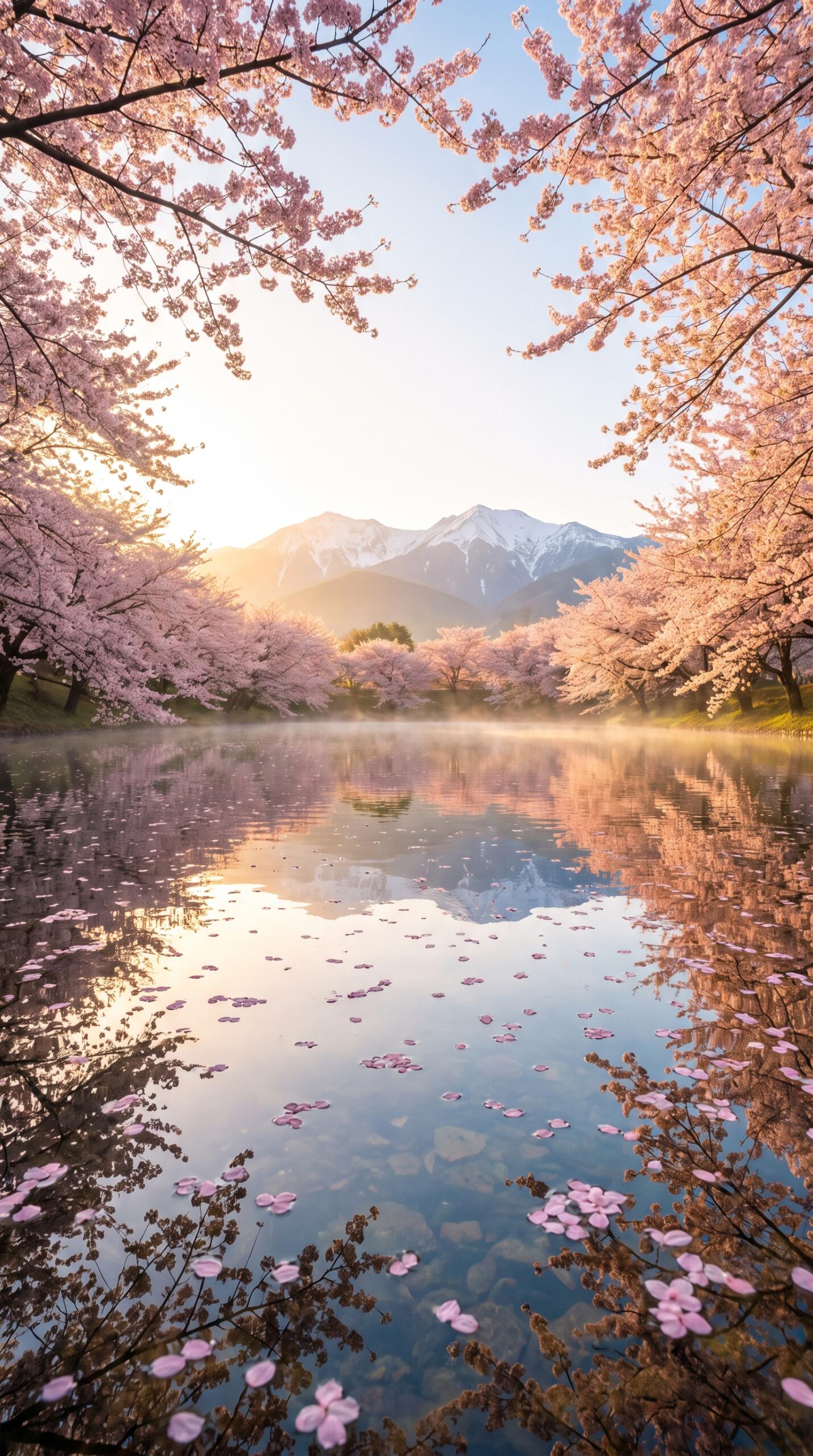 Cherry Blossom Lake Wallpaper