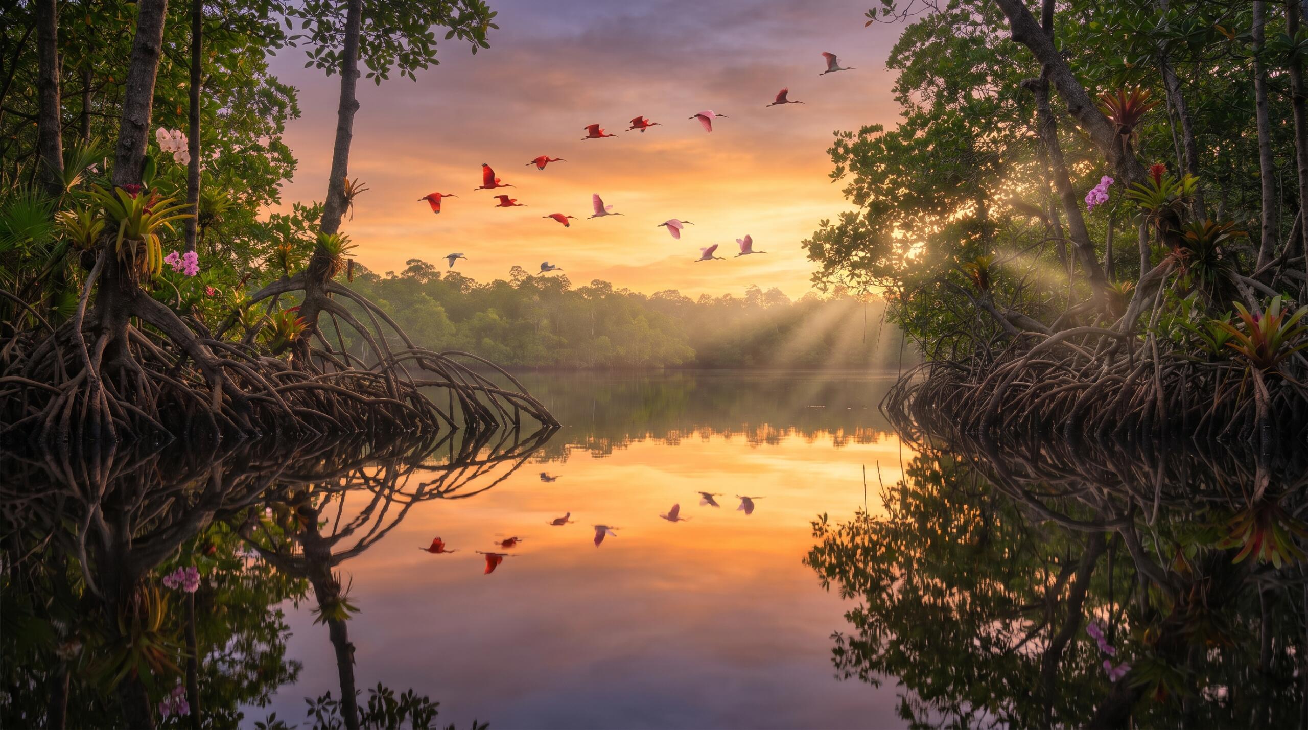 Sunset Mangrove Forest Wallpaper