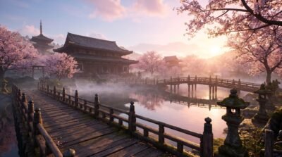 Ancient Temple Lake Wallpaper