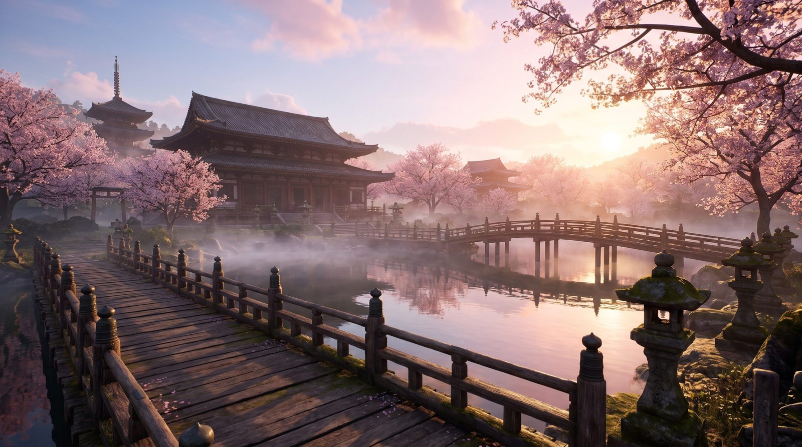 Ancient Temple Lake Wallpaper