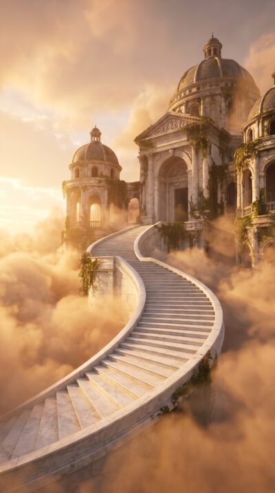 Celestial Marble Stairway Wallpaper