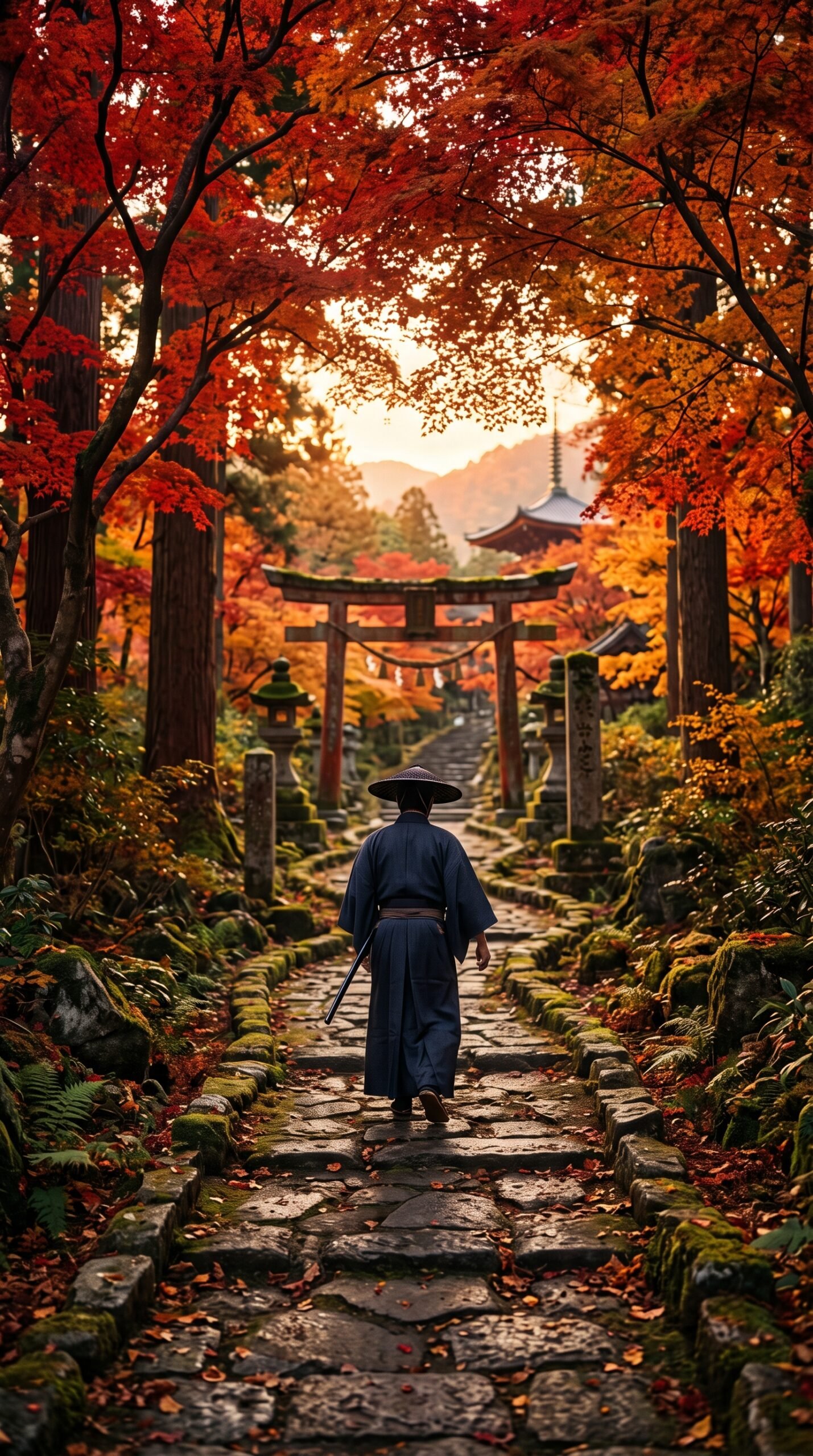 Crimson Maple Path Wallpaper