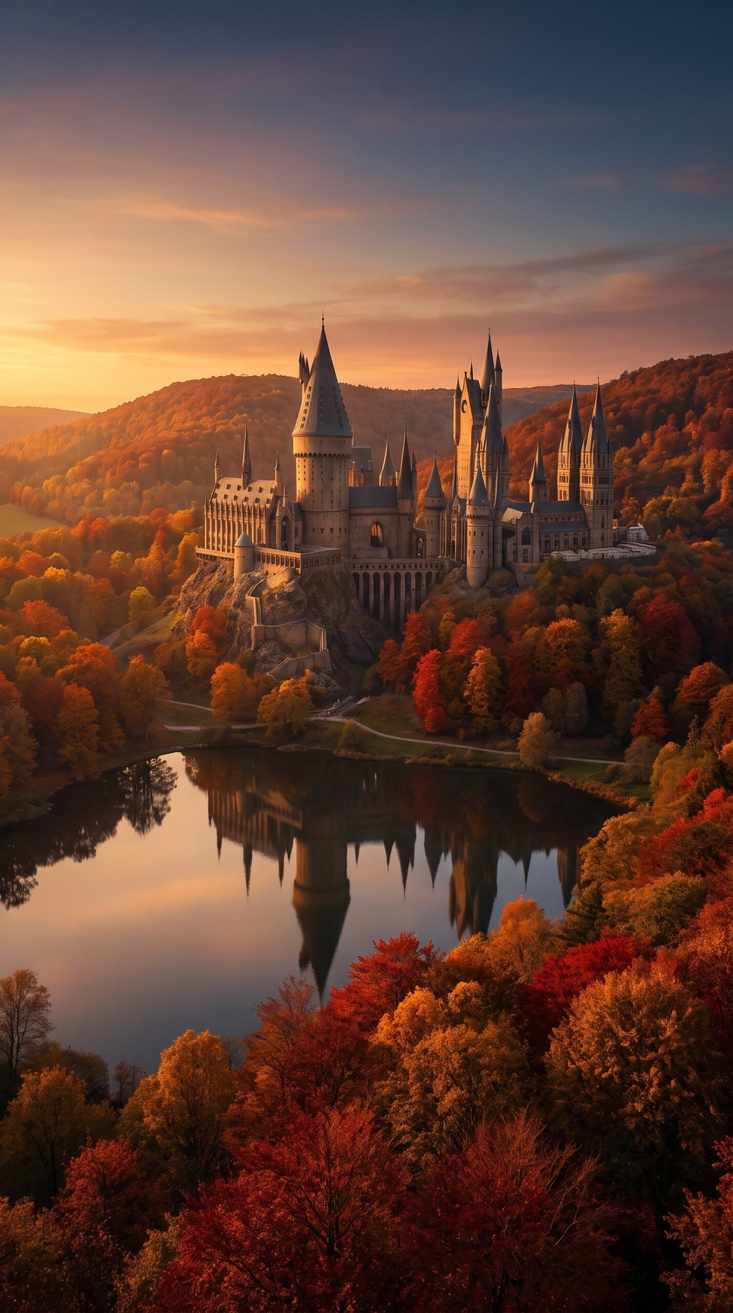 Golden Autumn Castle Wallpaper